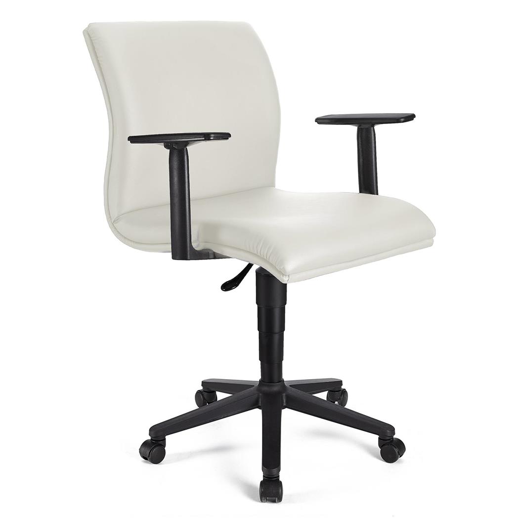Sedia da ufficio SIENA BASE PELLE, Braccioli Regolabili, Spessa Imbottitura, in Bianco