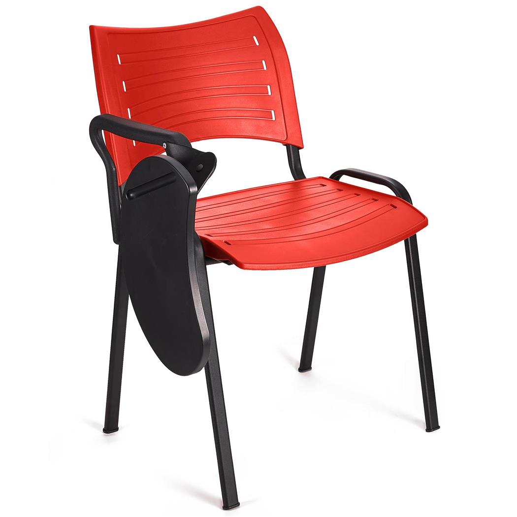 Sedia per Sala Attesa ELVA CON RIBALTINA, Pratica e impilabile, Ottima qualità, in Rosso e gambe Nere