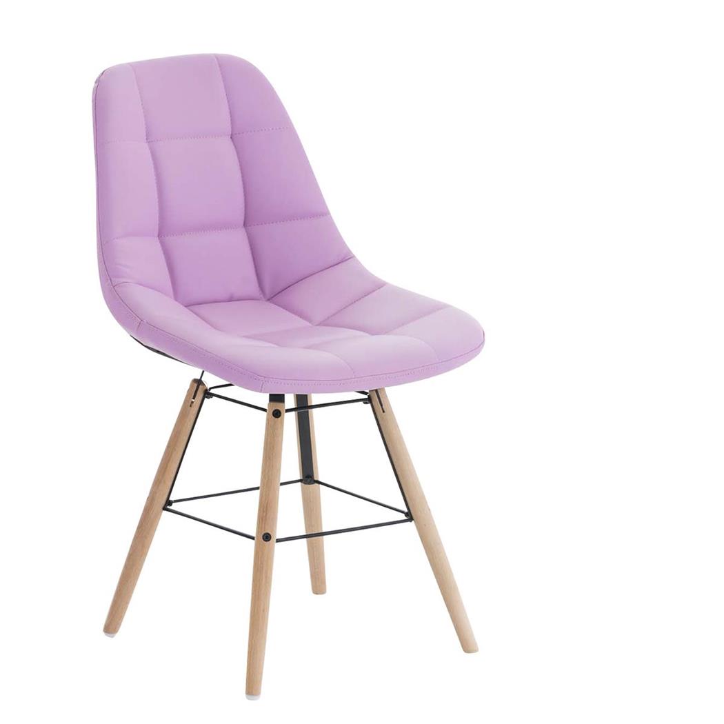Sedia per Ospiti TOMMY, Design Scandinavo, in Legno color Faggio e Pelle color Rosa