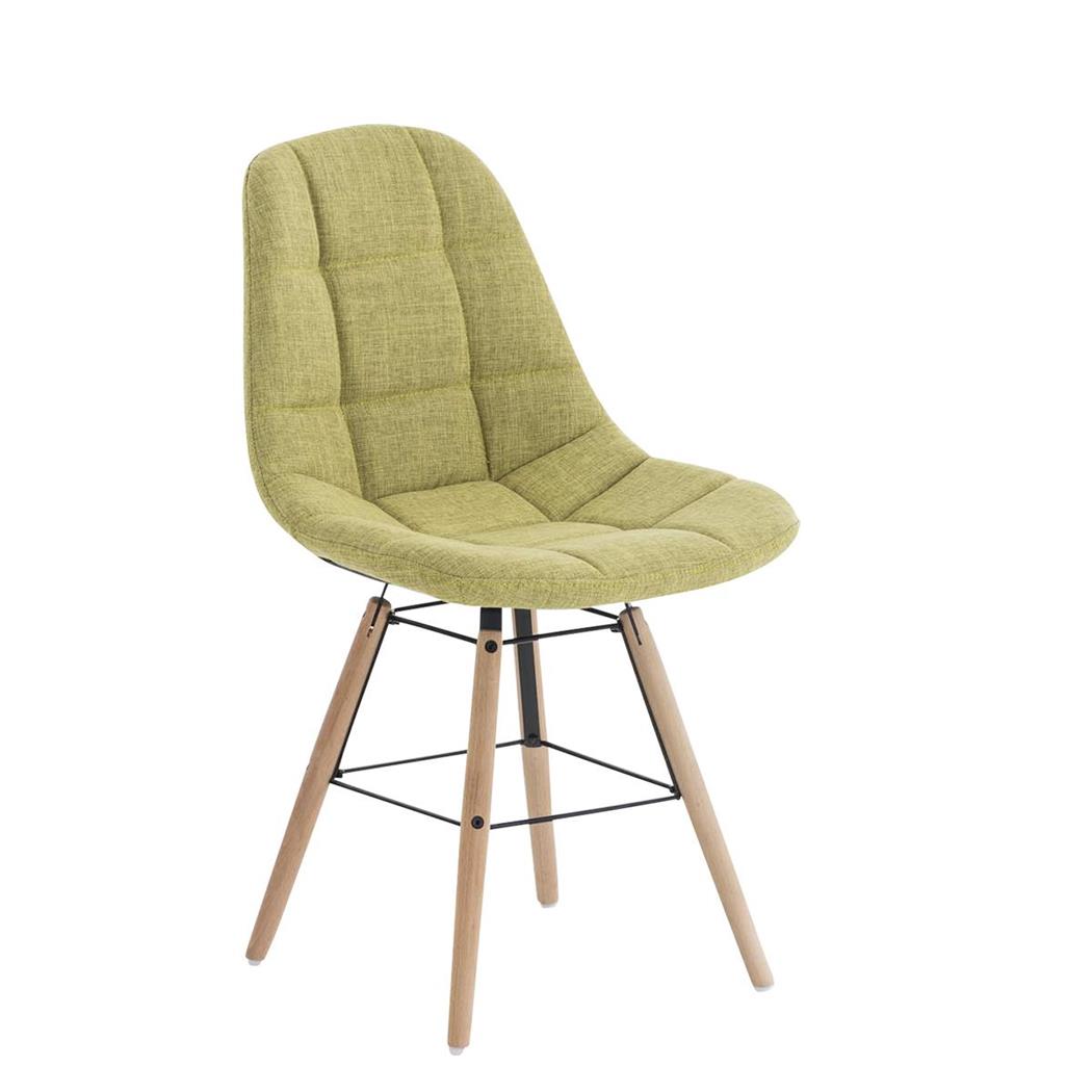 Sedia per Ospiti TOMMY TESSUTO, Design Scandinavo, in Legno color Faggio e Tessuto Verde