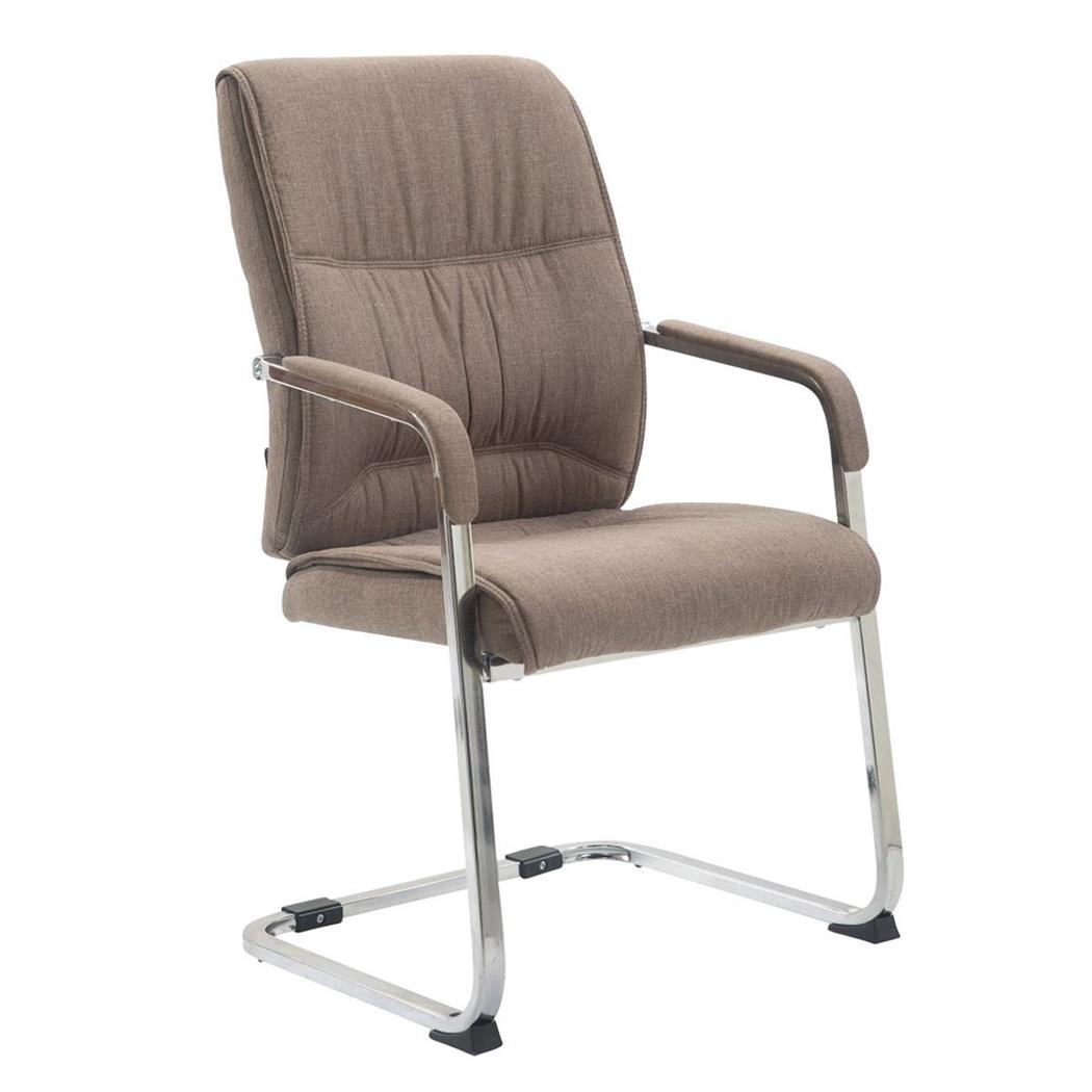Poltroncina per ospiti MAEL TESSUTO, Comoda Imbottitura e Resistente, con Braccioli, in Marrone Chiaro