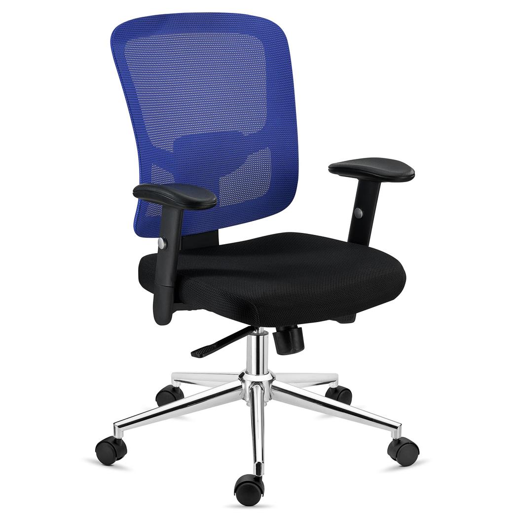 Sedia Ergonomica MARKO, Sostegno Lombare, Reclinazione sincronizzata, Base in Alluminio, in Blu