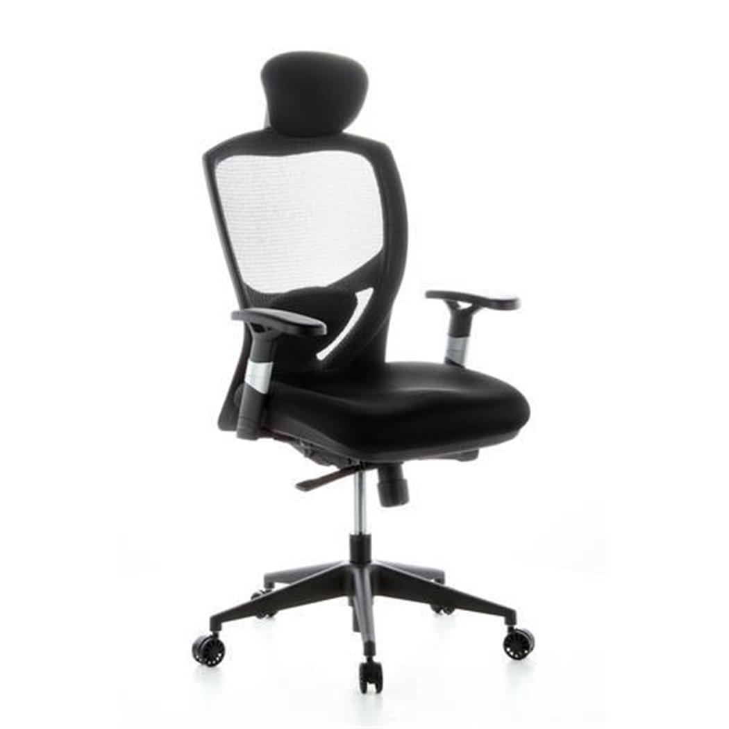 DEMO# Sedia Ergonomica da Ufficio VENUS TESSUTO, Completamente Regolabile, Sedile in Tessuto, colore Nero