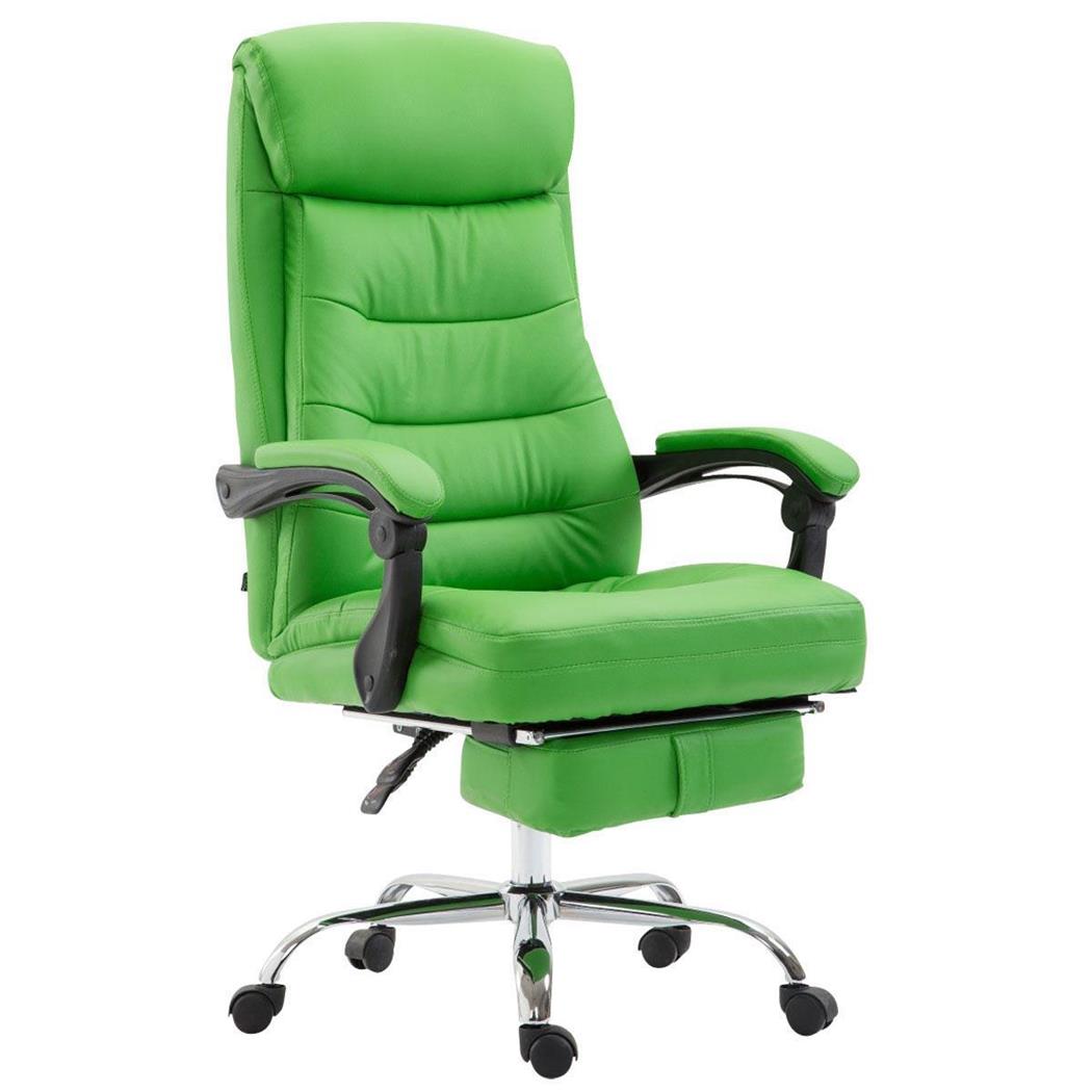 Sedia da ufficio ARGO, Comoda imbottitura, con Poggiapiedi, in Pelle color Verde