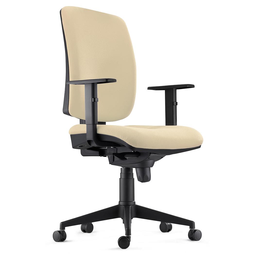 Sedia Ergonomica PIERO, in Tessuto color Crema, con Braccioli Regolabili