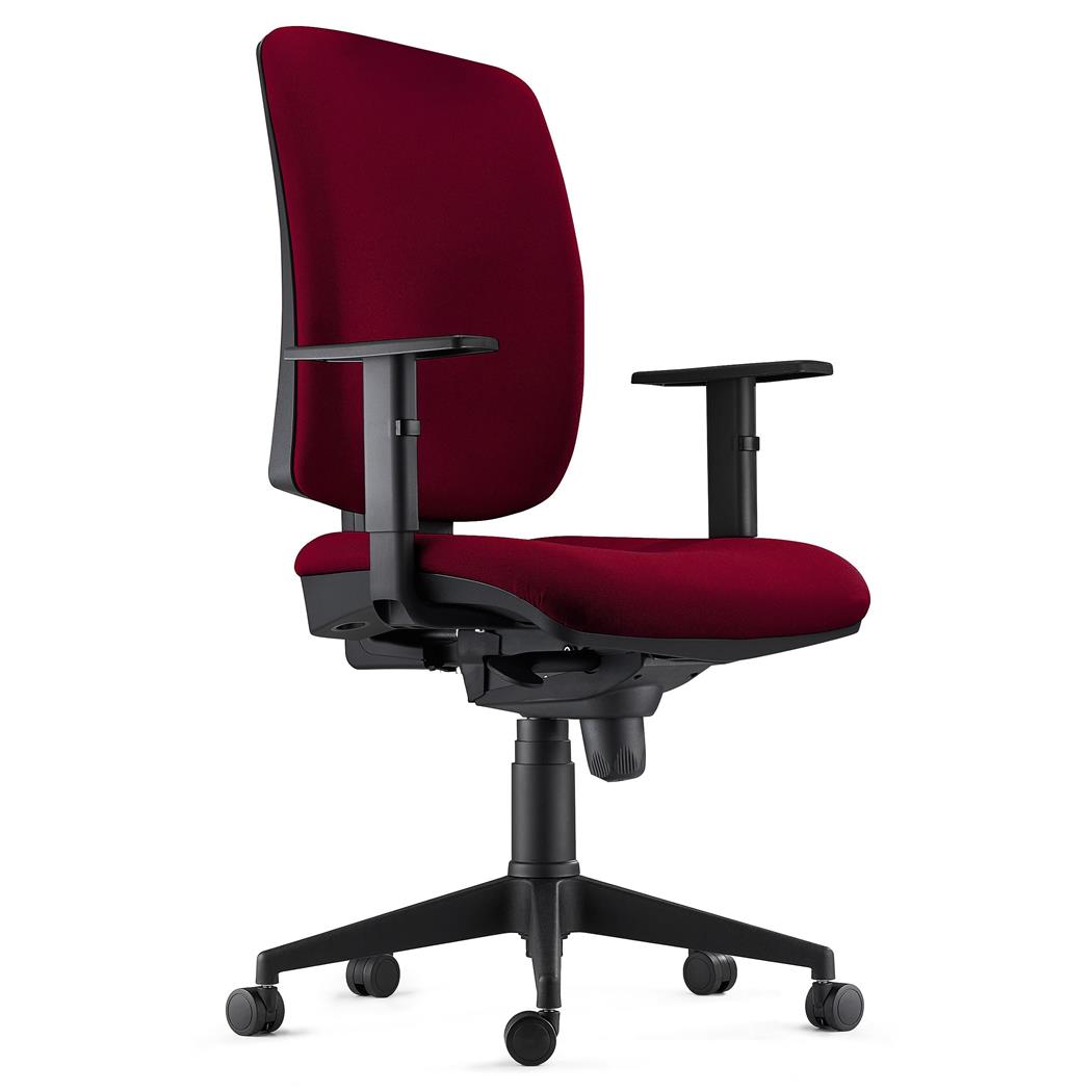 Sedia Ergonomica PIERO, in Tessuto color Bordeaux, con Braccioli Regolabili