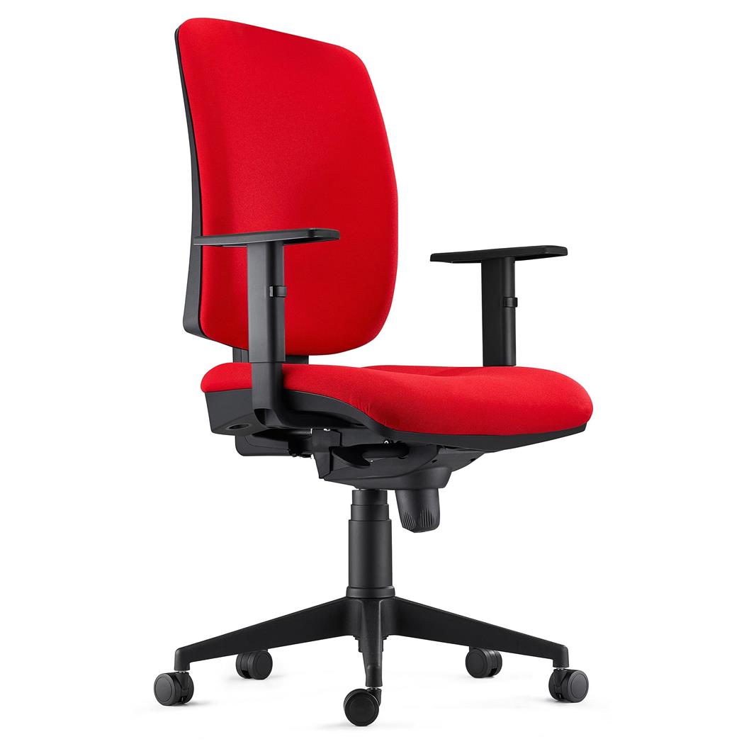 Sedia Ergonomica PIERO, in Tessuto color Rosso, con Braccioli Regolabili