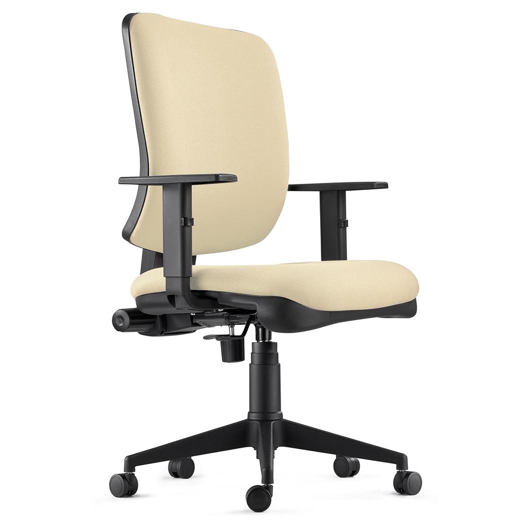 Sedia Ergonomica DIEGO, in Tessuto color Crema, Spessa Imbottitura e Meccanismo Sincronizzato 