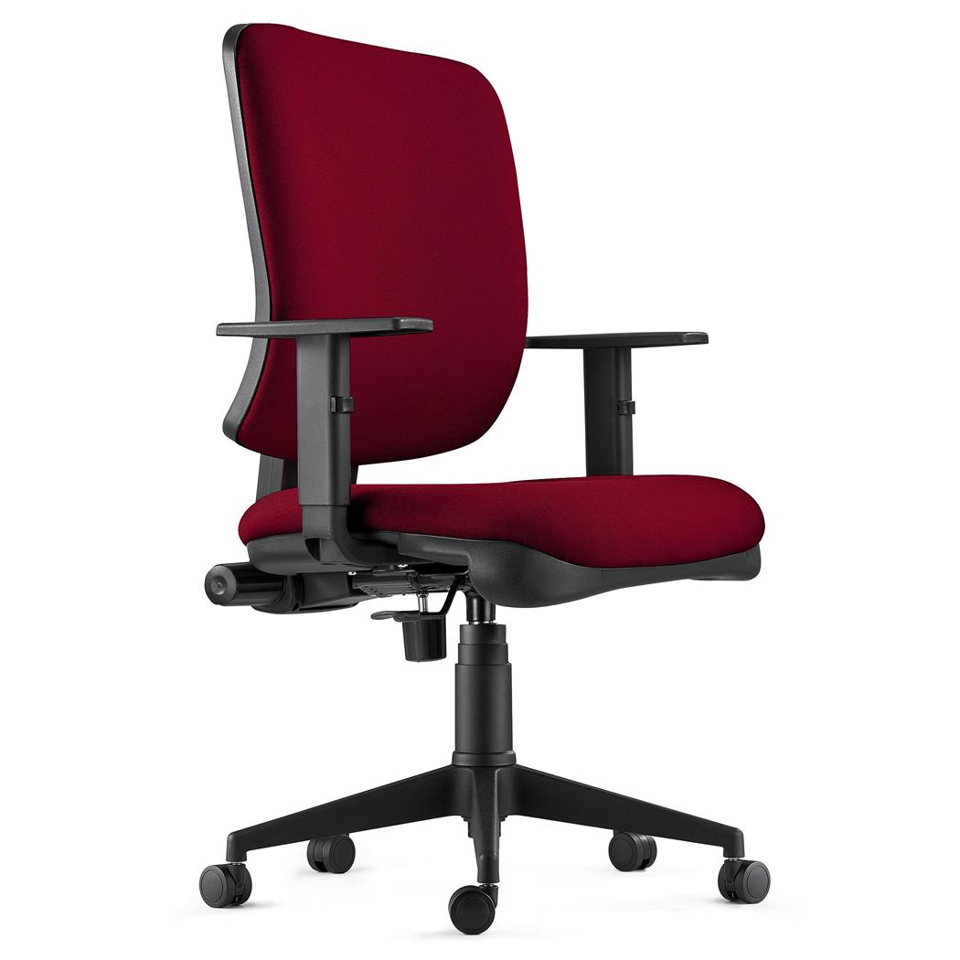 Sedia Ergonomica DIEGO, in Tessuto color Bordeaux, Spessa Imbottitura e Meccanismo Sincronizzato 