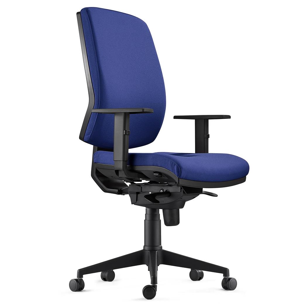 Sedia Ergonomica OLIVER, in Tessuto color Blu Scuro, con Braccioli Regolabili e Soffice Imbottitura