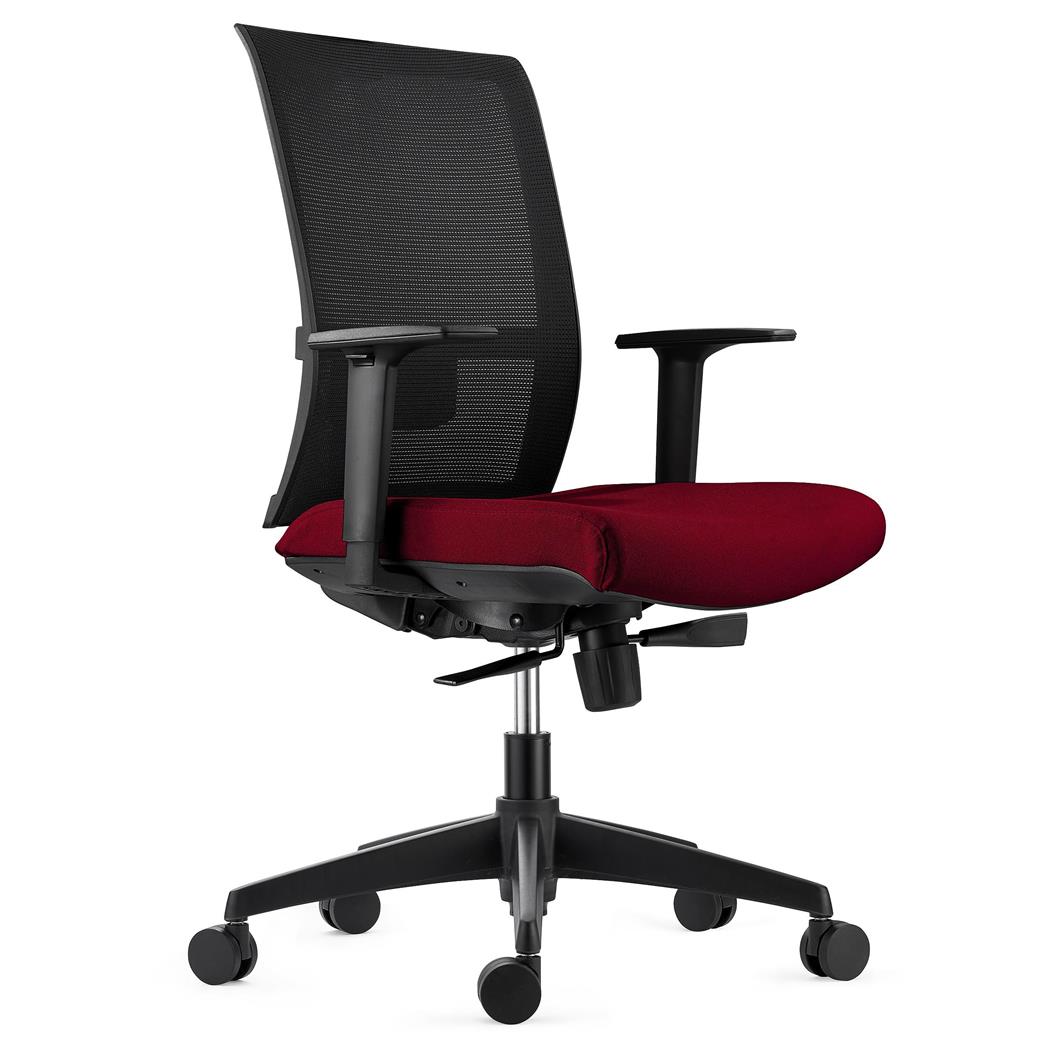 Sedia Ergonomica EXON, Supporto Lombare, in Tessuto e Rete colore Bordeaux