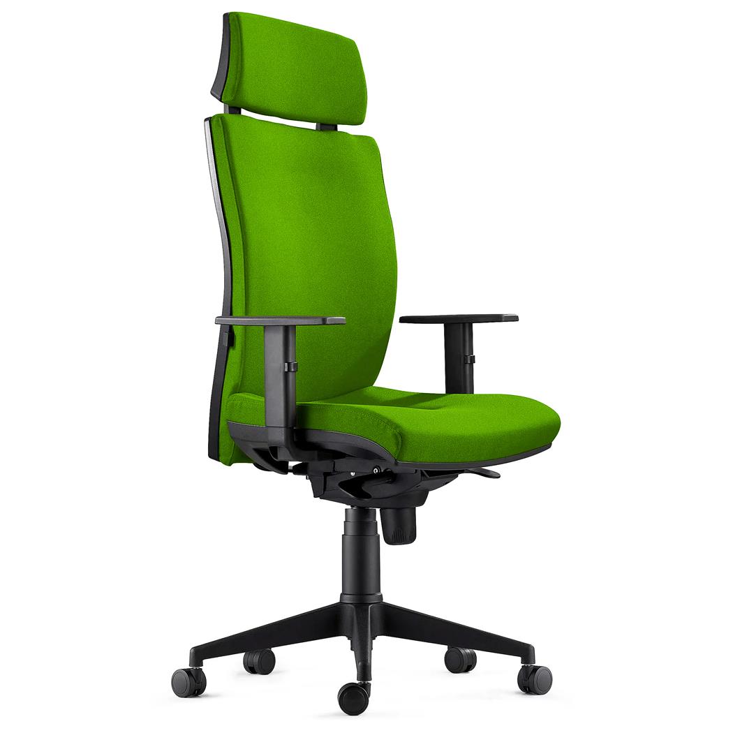 Sedia Ergonomica MARVEL, in Tessuto color Verde con Poggiatesta e Sostegno lombare