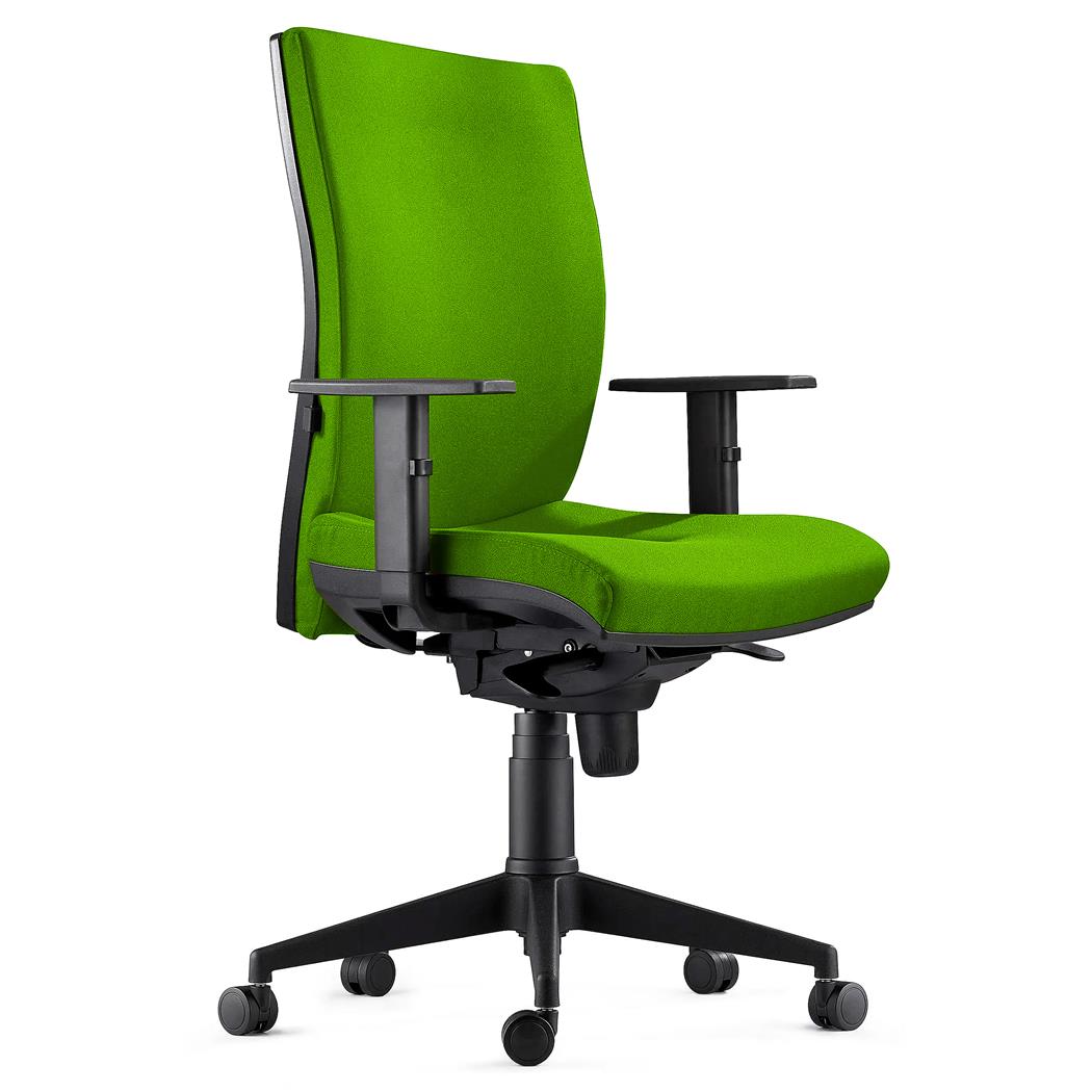 Sedia Ergonomica KEVIN, in Tessuto color Verde, con Sostegno lombare e Braccioli Regolabili