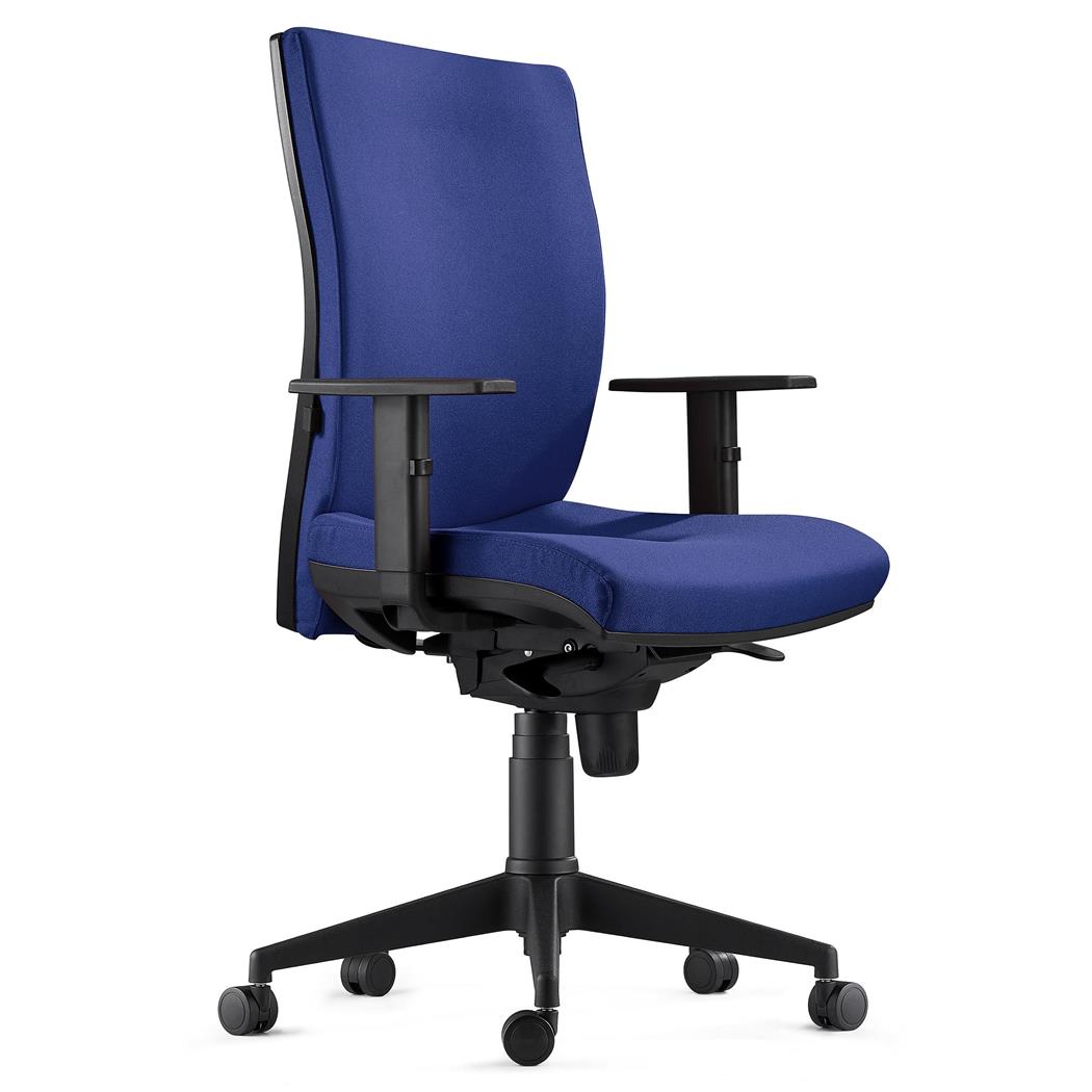 Sedia Ergonomica KEVIN, in Tessuto color Blu scuro, con Sostegno lombare e Braccioli Regolabili