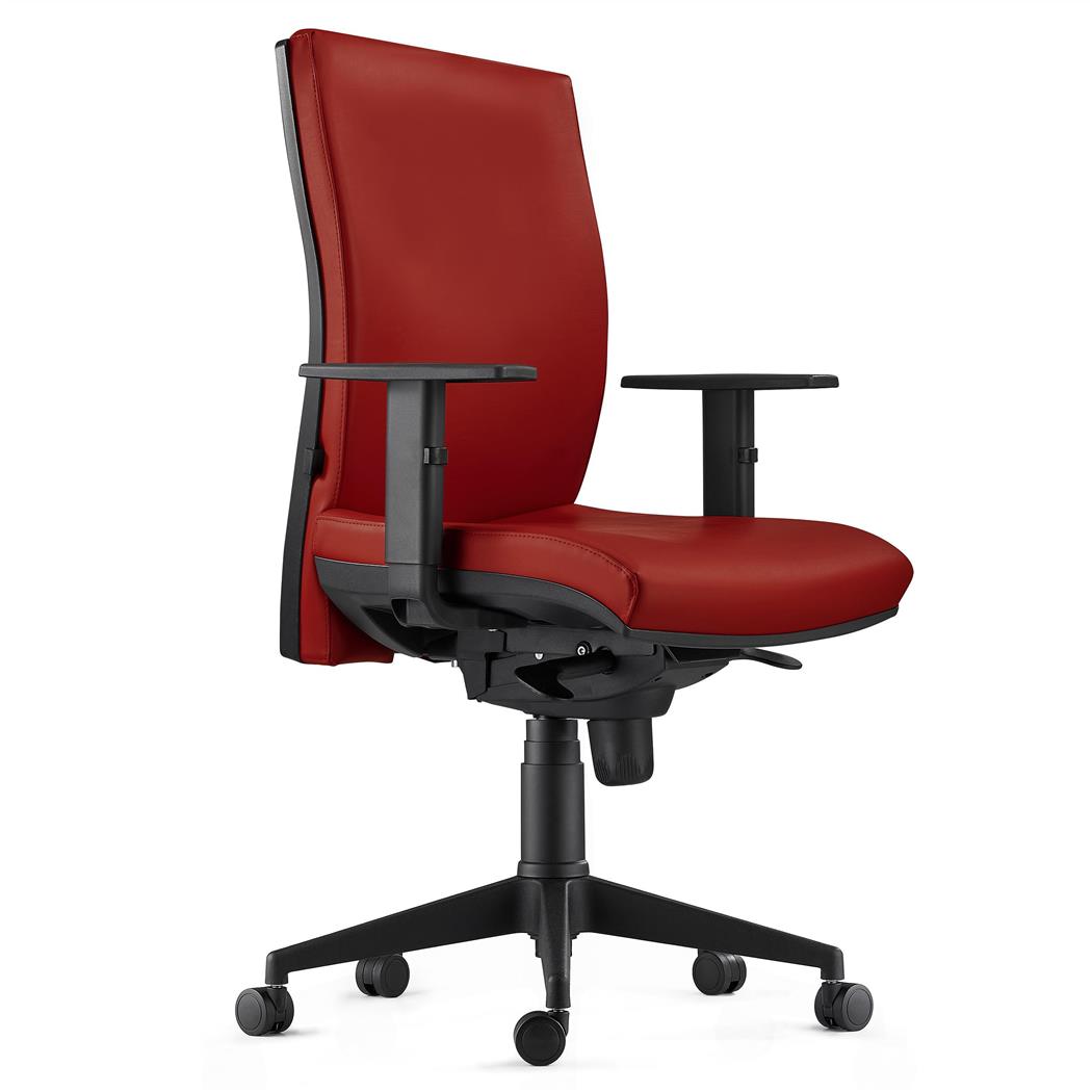 Sedia Ergonomica KEVIN, in Pelle color Marrone con Sostegno Lombare e Braccioli Regolabili