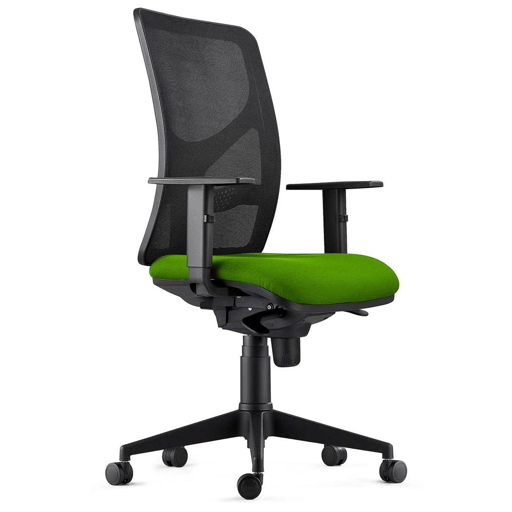 Sedia da Ufficio MILO, Ergonomica, Braccioli Regolabili, Supporto Lombare, In Tessuto Ignifugo, Verde