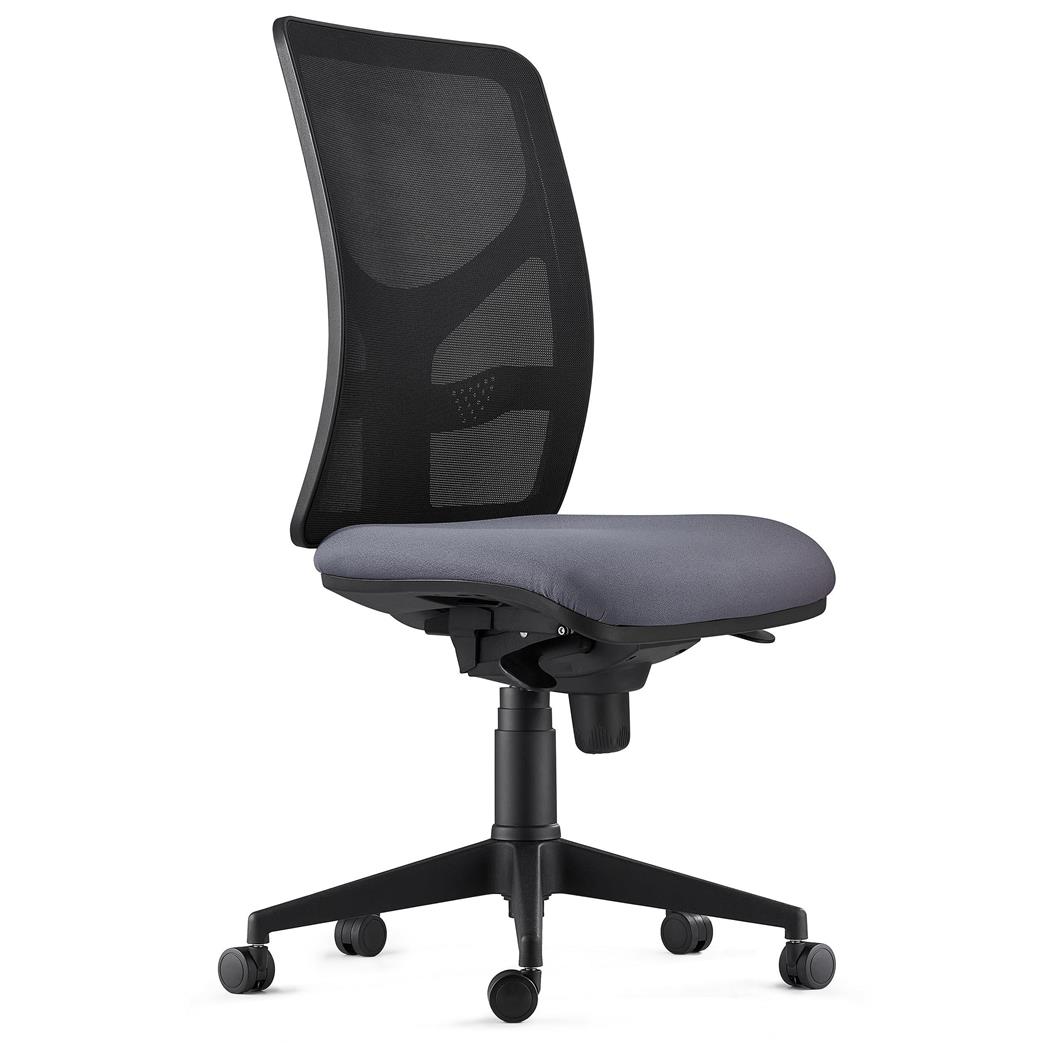 Sedia da Ufficio MILO, Senza Braccioli, Ergonomica, Supporto Lombare, In Tessuto Ignifugo Grigio