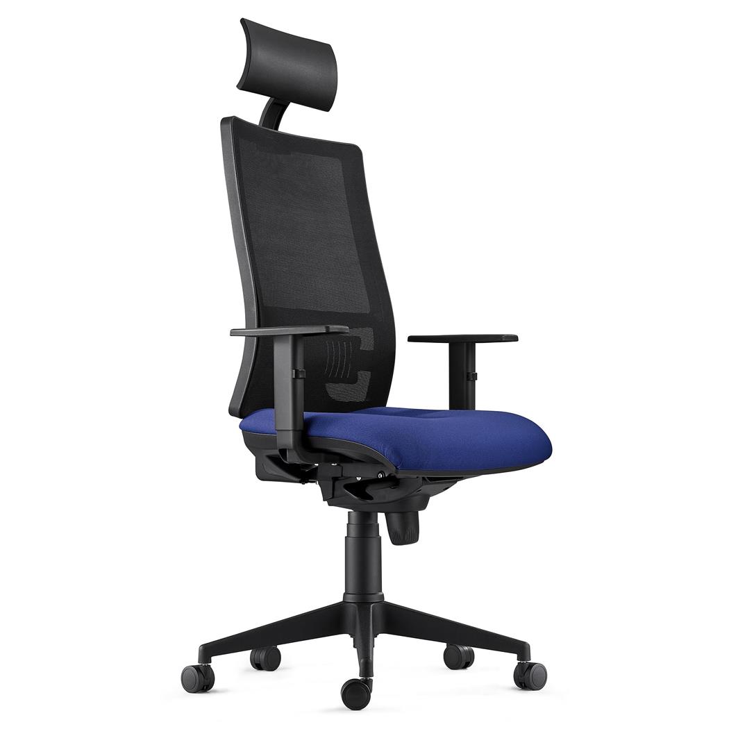 Sedia Ergonomica MARSA con Poggiatesta, Braccioli Regolabili e Supporto Lombare, in Blu Scuro