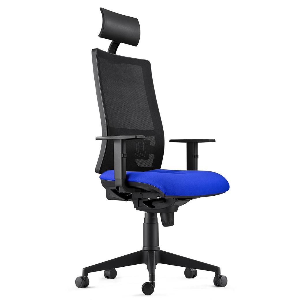 Sedia Ergonomica MARSA con Poggiatesta, Braccioli Regolabili e Supporto Lombare, in Blu