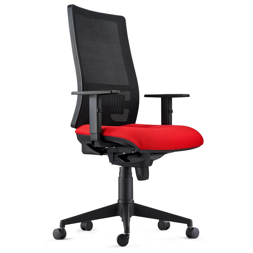 Sedia Ergonomica EMERSON, Braccioli Regolabili, Supporto Lombare, Rivestimento Ignifugo, Rosso