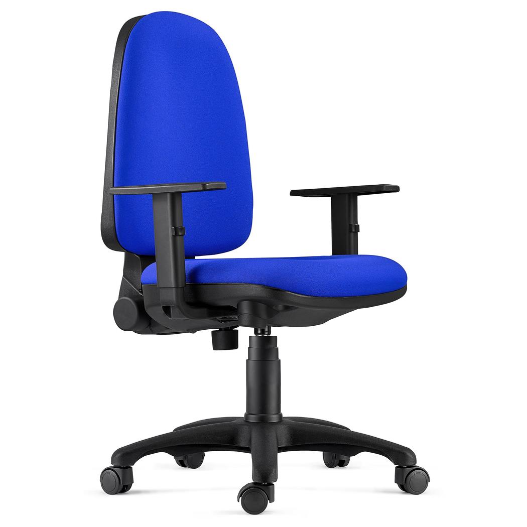 Sedia Ergonomica PAROS, in Tessuto Ignifugo Blu, Braccioli Regolabili