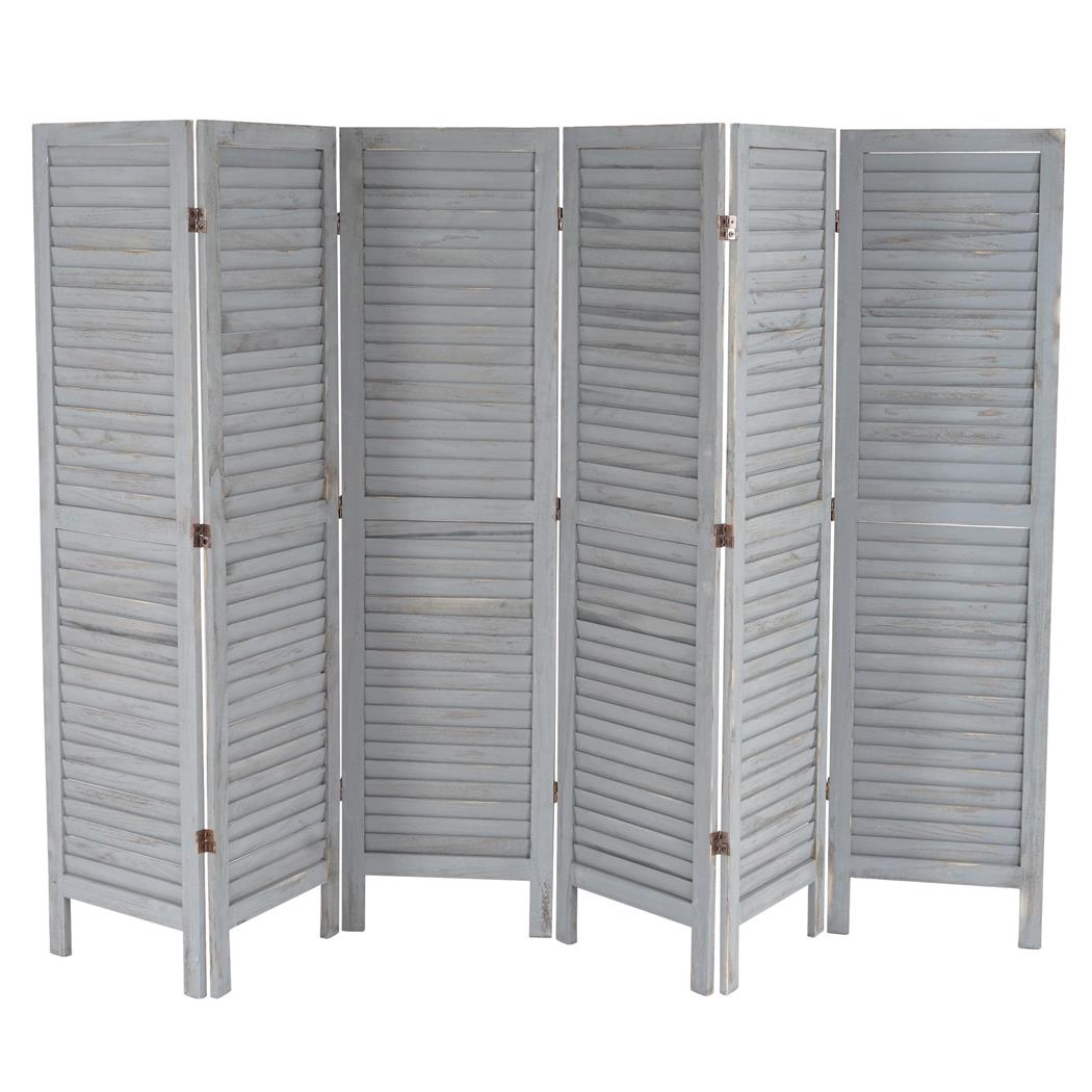 DEMO# Paravento in Legno LEO, cm 170x276x2, Stile vintage, colore Grigio