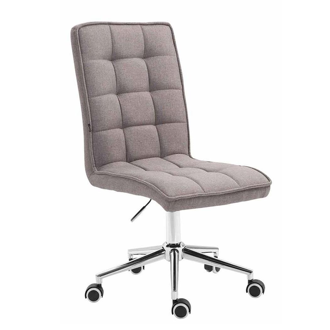 Sedia per Ufficio BASIR, Altezza Regolabile, Spessa Imbottitura, in Tessuto Grigio Chiaro