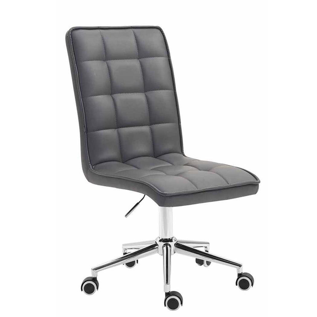 Sedia per Ufficio FIRAS, Altezza Regolabile, Spessa Imbottitura, in Pelle, Grigio