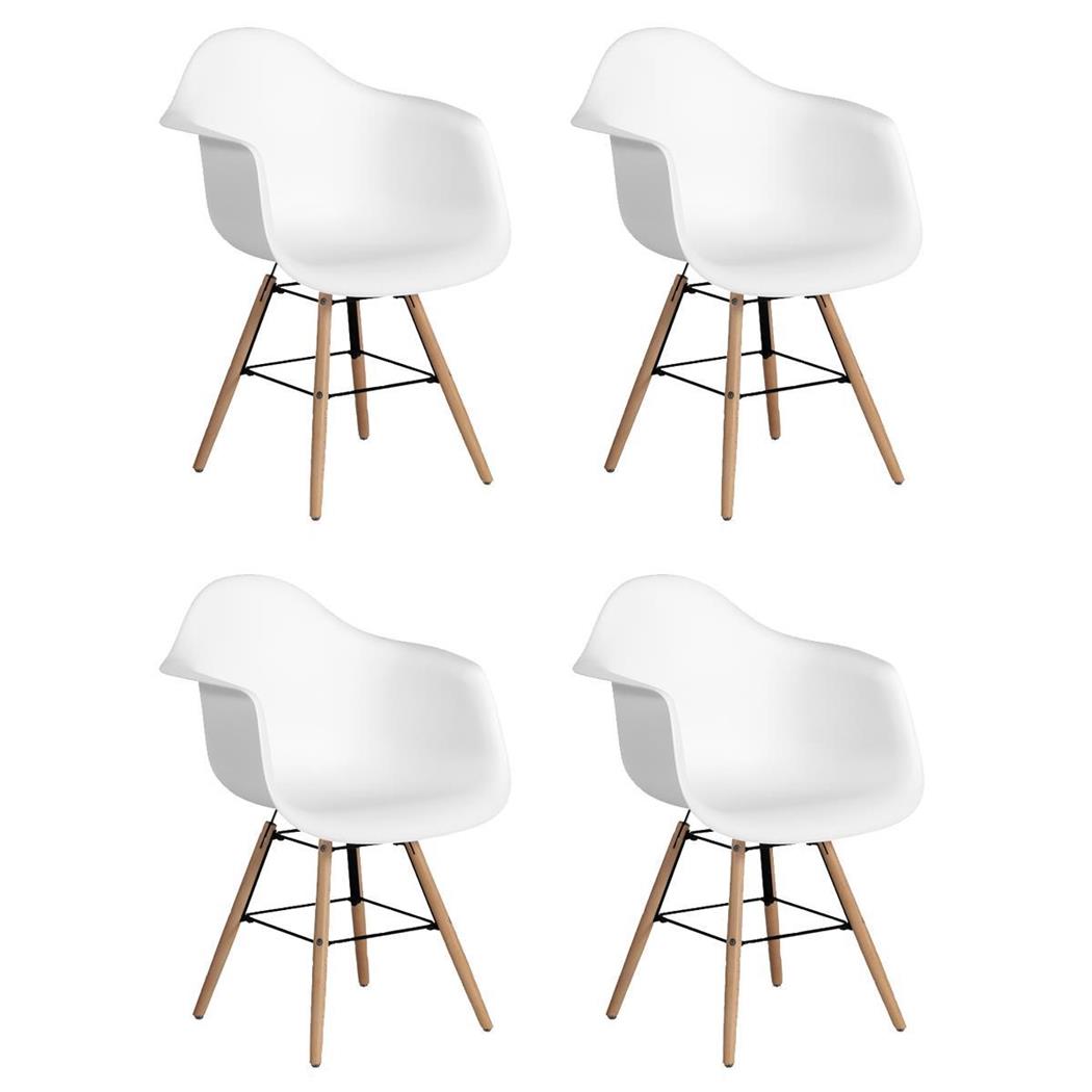 Lotto da 4 Sedie Attesa GARI, Design Esclusivo, Struttura in Acciaio, Gambe in Legno di Faggio, Bianco