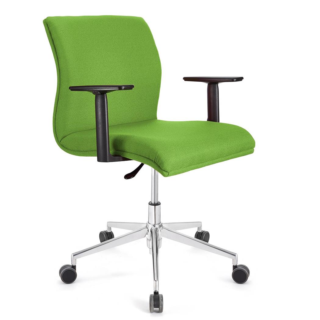 Sedia da ufficio SIENA BASE PRO, Braccioli Regolabili, Struttura Metallica, in Tessuto Verde Lime