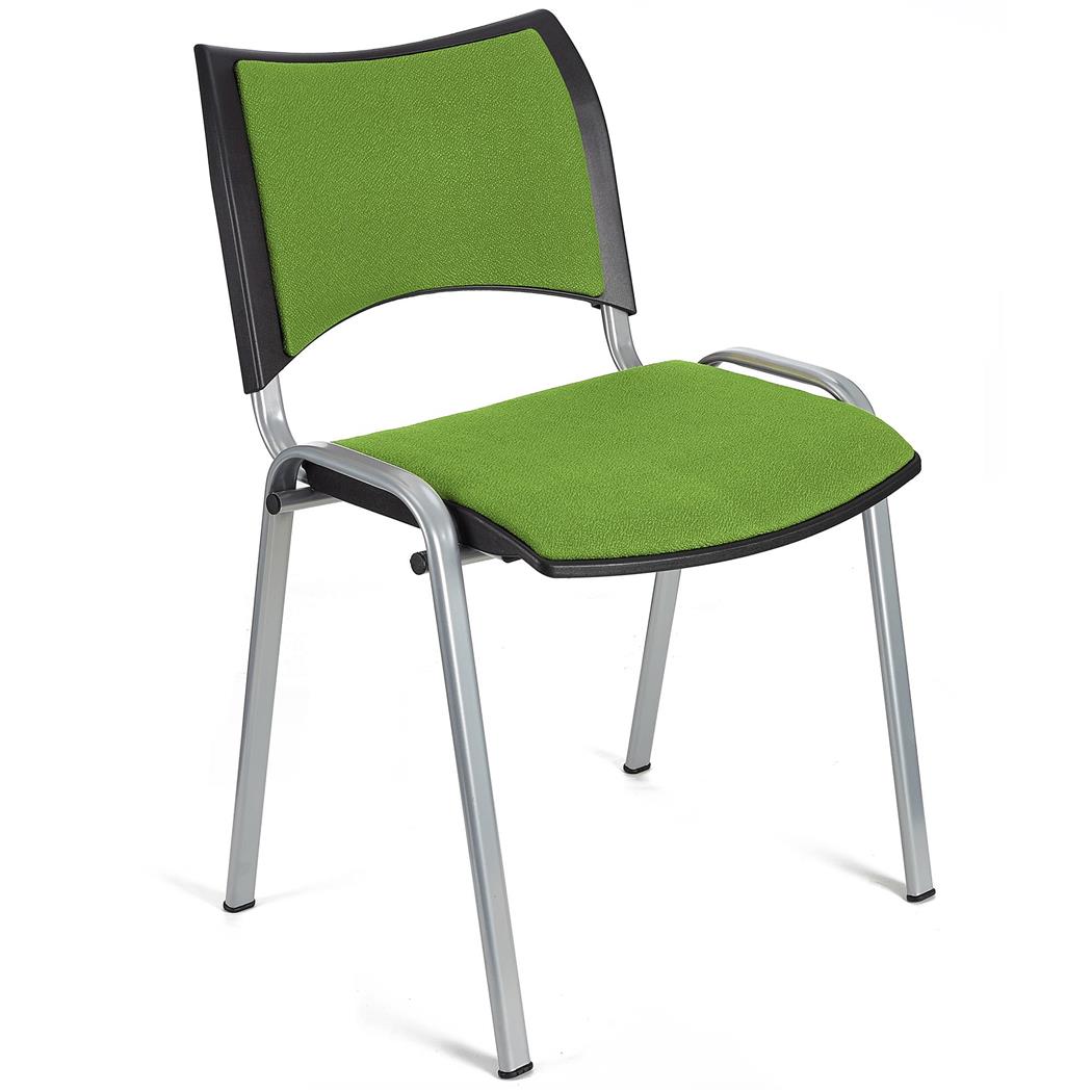 Sedia da Attesa ROMMEL, Comoda Imbottitura, Impilabile, Tessuto Verde Lime e Gambe Grigie