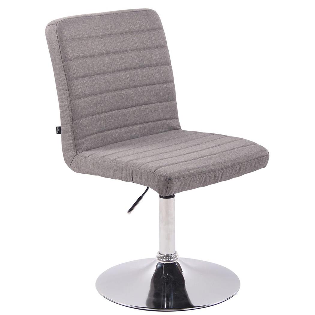 Sedia Ospiti KATE in Tessuto, Altezza regolabile, Base circolare in Metallo Cromato, Grigio