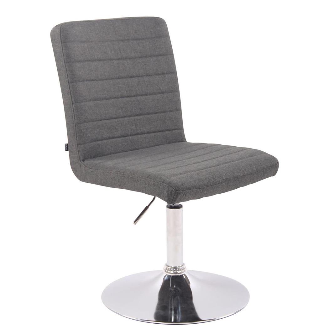 Sedia Ospiti KATE in Tessuto, Altezza regolabile, Base circolare in Metallo Cromato, Grigio Scuro