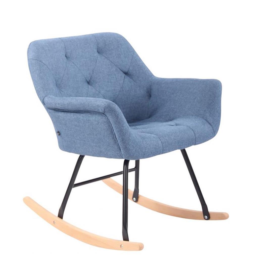 Sedia d'Attesa DANDY, A Dondolo, Imbottita, Design Stile Nordico, in Tessuto Blu