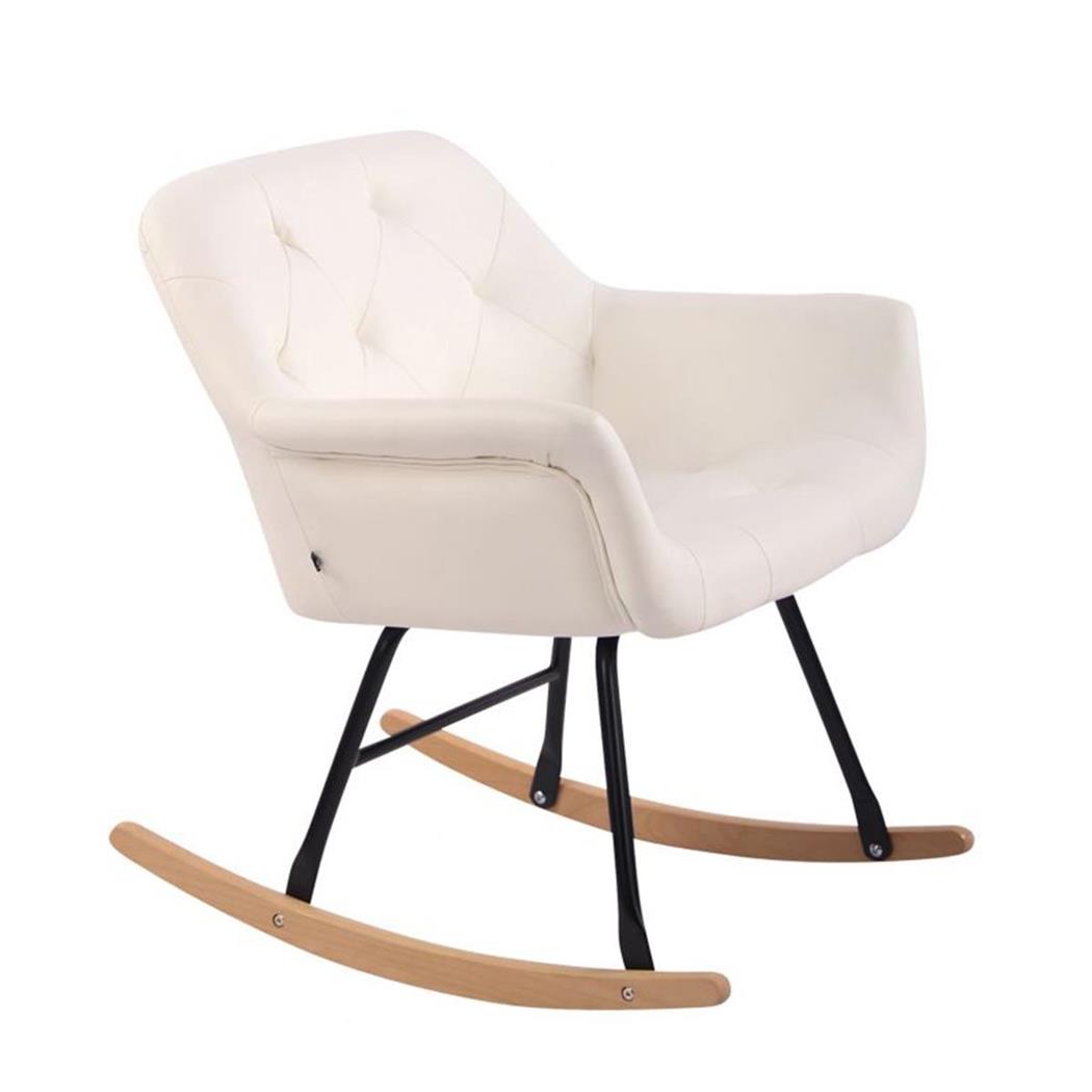 Sedia d'Attesa DANDY, A Dondolo, Imbottita, Design Stile Nordico, in Pelle Bianca