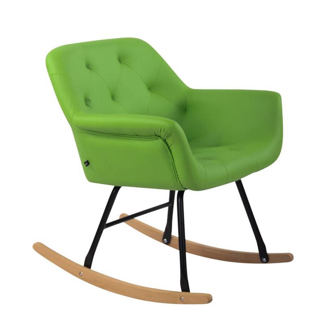 Sedia d'Attesa DANDY, A Dondolo, Imbottita, Design Stile Nordico, in Pelle Verde