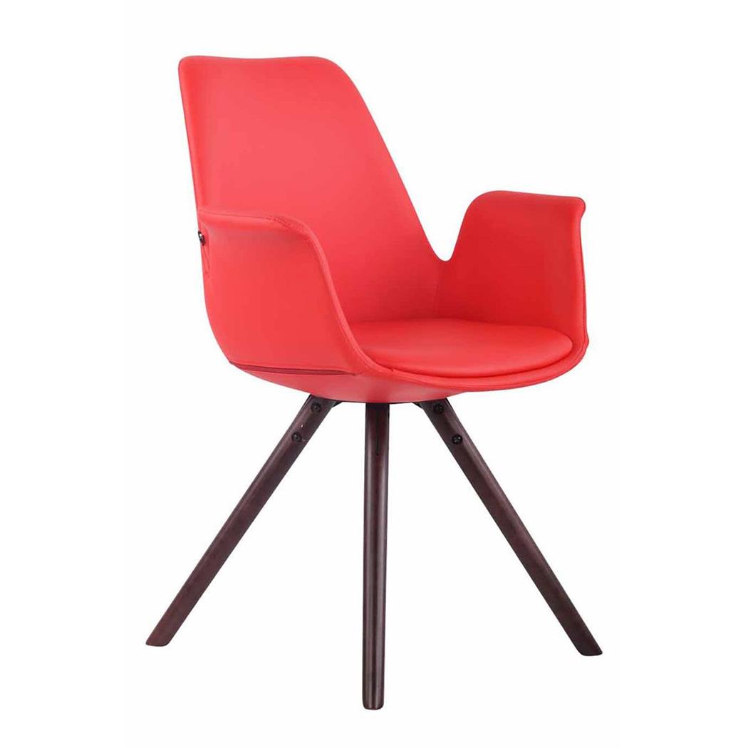 Sedia Ospiti LUCY, Design Elegante, Gambe in Legno Ebano, Seduta in Pelle, Rosso