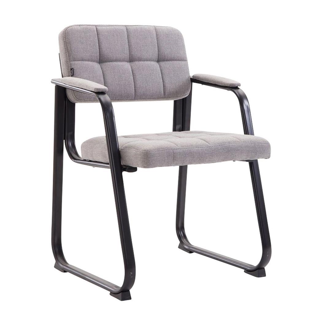 Sedia ospiti OSLO, Telaio in Metallo Nero, Imbottita in Tessuto Grigio