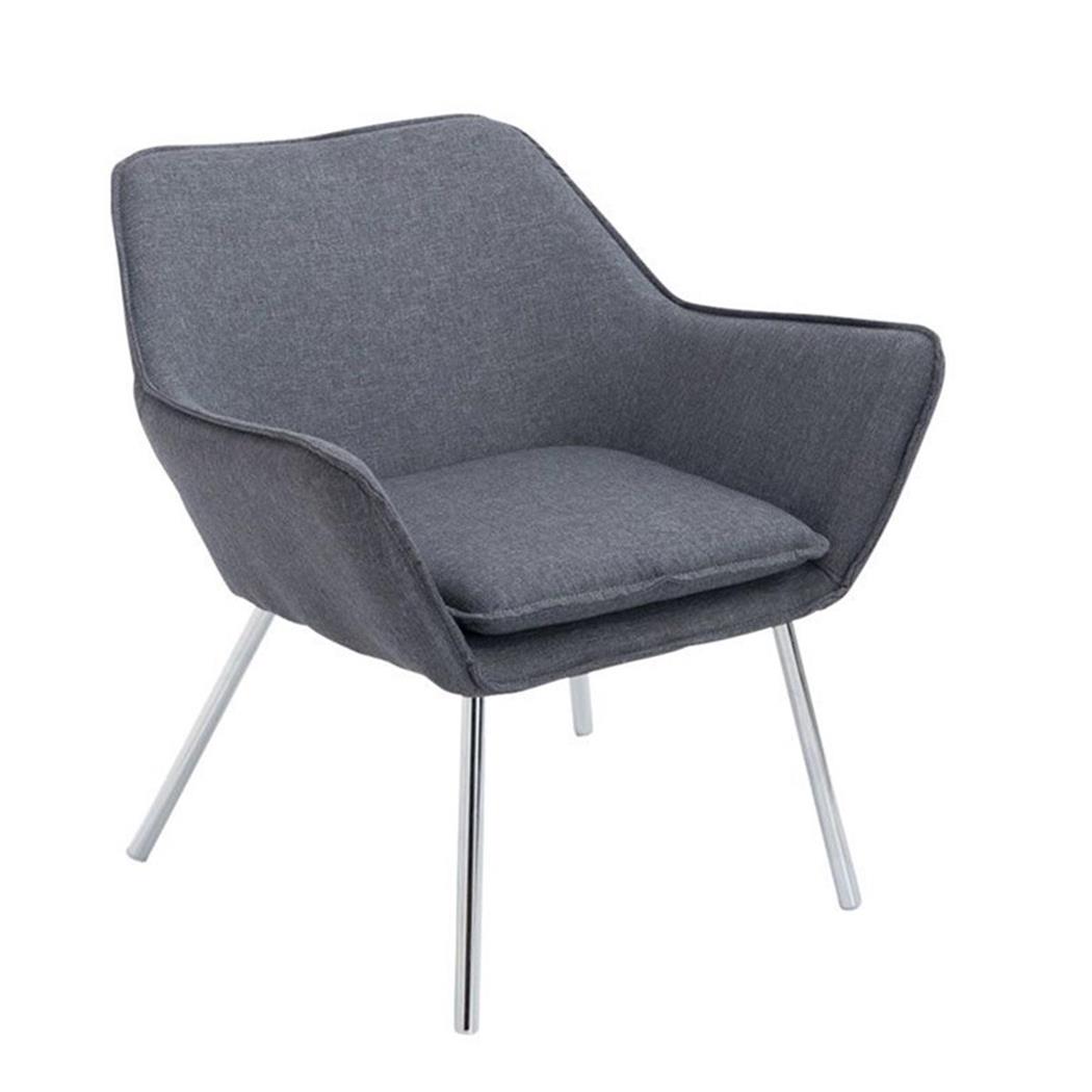 Poltroncina ALICE, Design Moderno, Seduta Imbottita in Tessuto Grigio Scuro