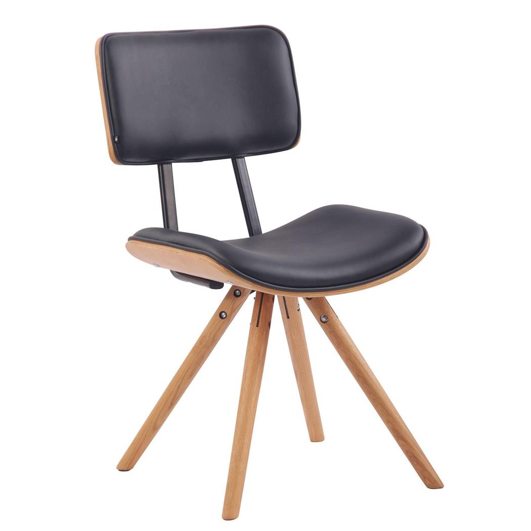 Sedia per Ospiti vintage BAHIA, Struttura in Legno Faggio, Pelle, Nero