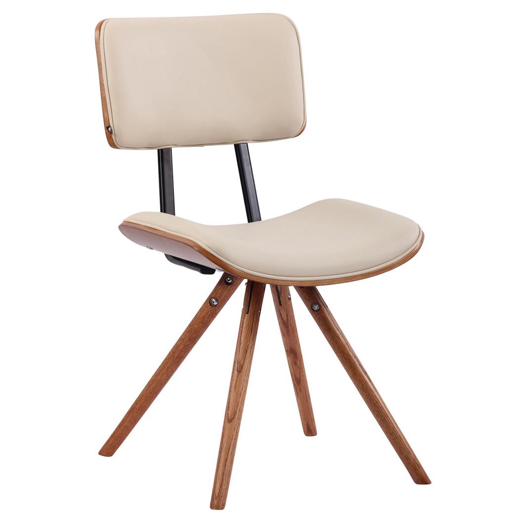 Sedia per Ospiti vintage BAHIA, Struttura in Legno Noce, Pelle, Crema
