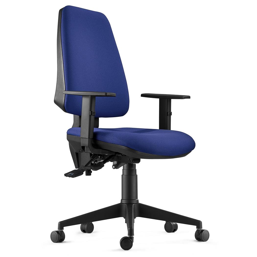 DEMO# Sedia da Ufficio Ergonomica INDIANA, in Tessuto Ignifugo, Color Blu Scuro, con Braccioli Regolabili