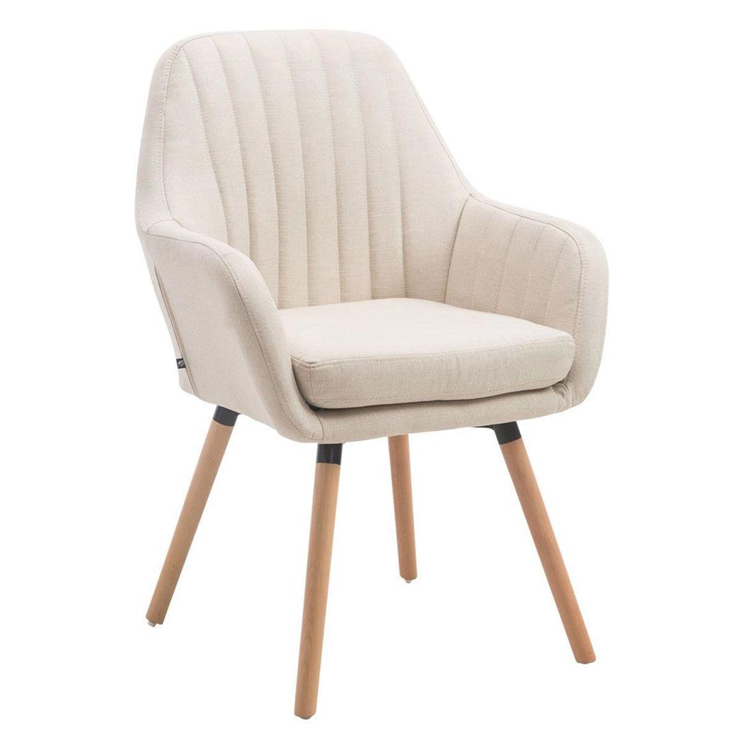 Sedia Ospiti SERENA, Gambe color Faggio, Imbottita, Tessuto Panna