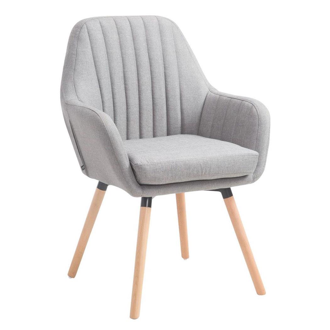 Sedia Ospiti SERENA, Gambe color Faggio, Imbottita, Tessuto Grigio