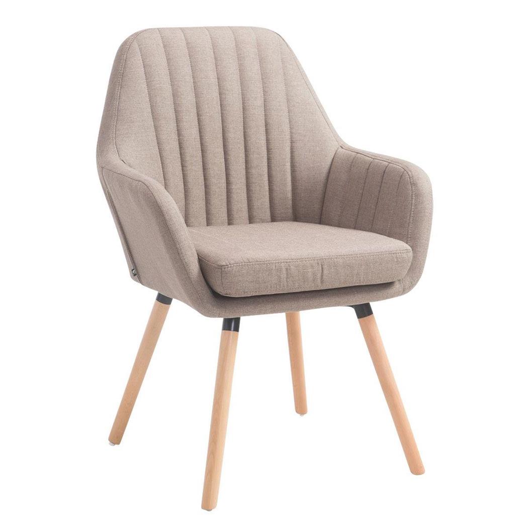 Sedia Ospiti SERENA, Gambe color Faggio, Imbottita, Tessuto Marrone Chiaro