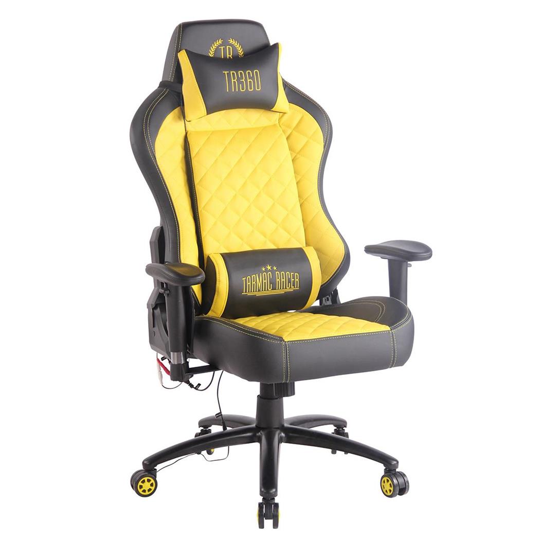 Poltrona Gaming MAXIM MASSAGE, Design Esclusivo, Pelle, Giallo