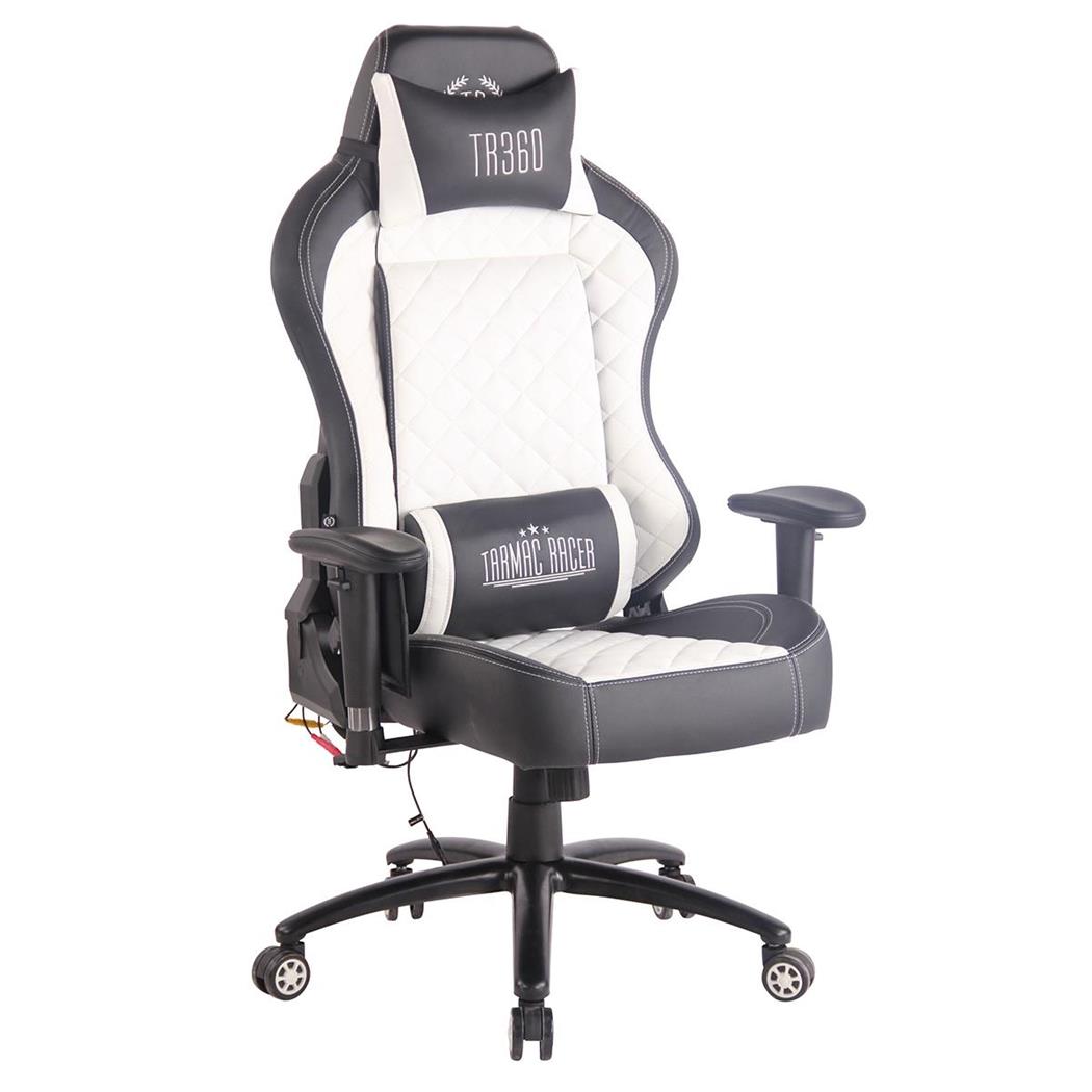 Poltrona Gaming MAXIM MASSAGE, Design Esclusivo, Pelle, Bianco