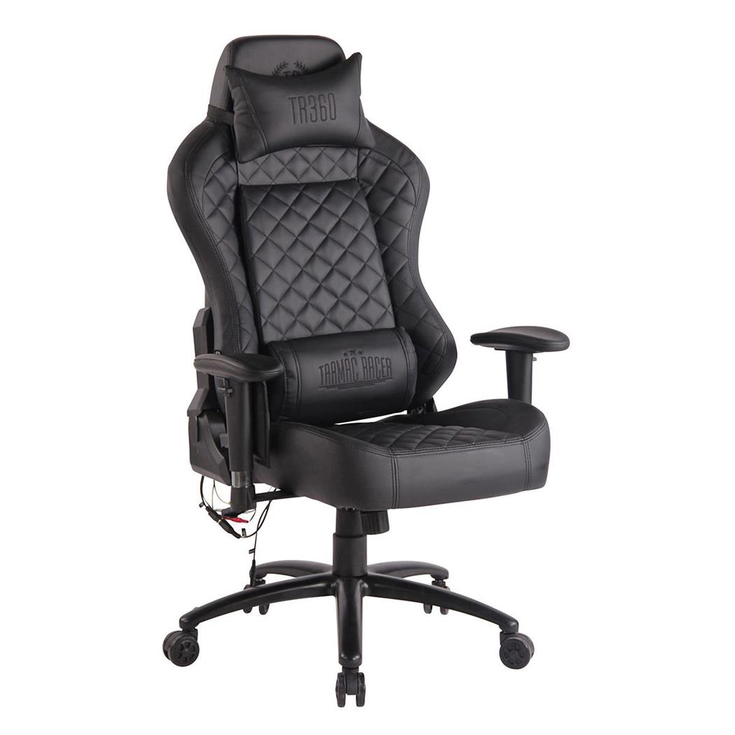 Poltrona Gaming MAXIM MASSAGE, Design Esclusivo, Pelle, Nero