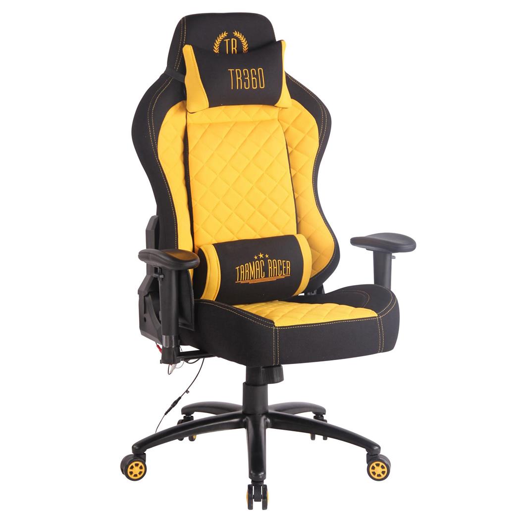 Poltrona Gaming MAXIM MASSAGE, Design Esclusivo, Tessuto, Giallo