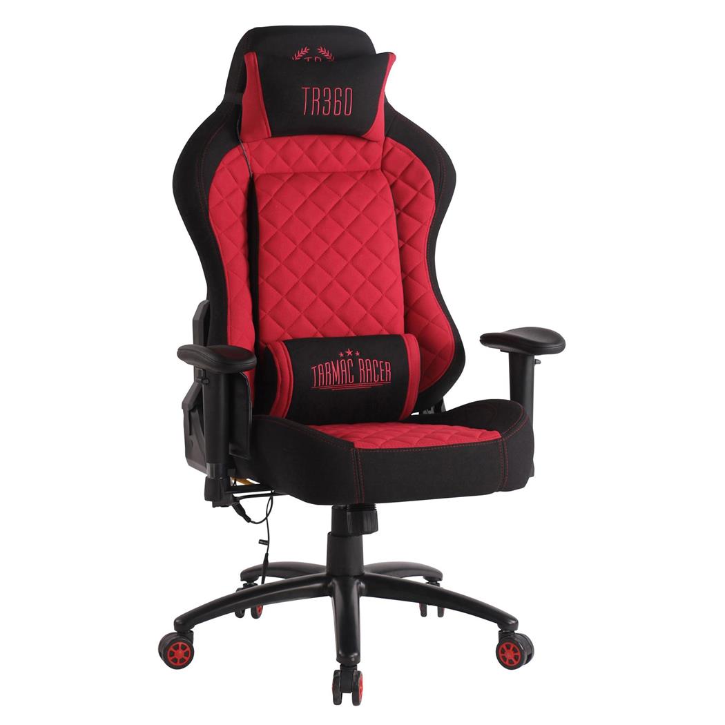 Poltrona Gaming MAXIM MASSAGE, Design Esclusivo, Tessuto, Rosso